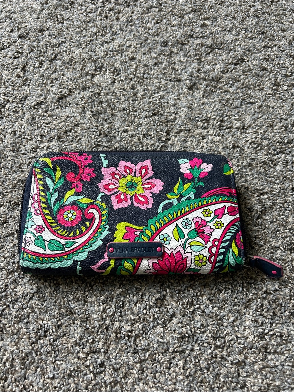 Vera Bradley Navy Floral Paisley Zip Wallet